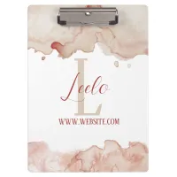 Monogram & Name Affirmation Watercolor Pink Clipboard