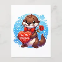 Adorable Otter Be My Valentine Postcard