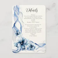 Elegant Dusty Blue Navy  Flowers Wedding  Enclosure Card