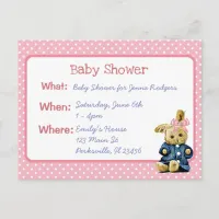 Vintage Bunny Girl's Baby Shower Invitation