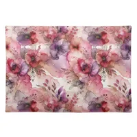 Pink and Purple Flowers Alcohol Ink Illustration Cloth Placemat