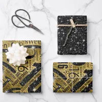 Sweet Sixteen Sparkle Word Cloud Black/Gold ID265 Wrapping Paper Sheets