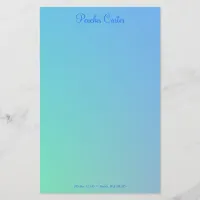 Soft Green Aqua Blue Ombre Stationery