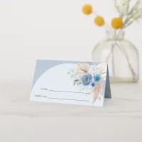 Rustic Elegant Boho Dusty Blue Pampas Wedding Place Card