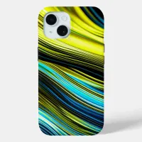 Blue and Gold Abstract Silk and Satin Rolls iPhone 15 Case