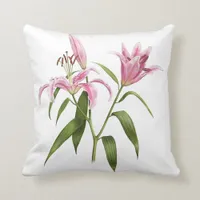 Pink Stargazer Lily Throw Pillow