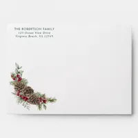 Christmas Script Botanical Watercolor Green Envelope