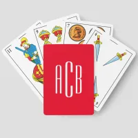 Simple Red and White Three Letter Monogrammed Spanish Playing Cards