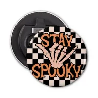 Retro Groovy Checkered Stay Spooky Halloween Bottle Opener