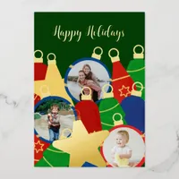 Retro Christmas ornaments Foil Holiday Card