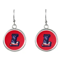 American Flag Letter "L" Drop Earrings