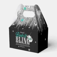 Boots 'n Bling Disco Bachelorette Teal Black ID925 Favor Boxes