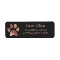 Rose Gold Paw Print Logo On Deep Charcoal Label