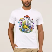 Whimsical Magical Mushrooms and Flowers T-Shirt