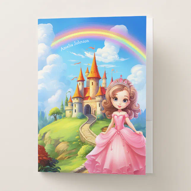 Cute Princess in a Fairy Tale Castle Personalized Pocket Folder