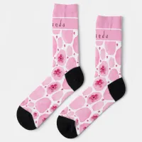 Cute Girly Pink & White Floral All-Over Print Socks