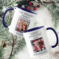 Merry Christmas Son Photo Navy Blue & White  Mug