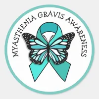 Myasthenia Gravis Awareness Ribbon Butterfly Classic Round Sticker