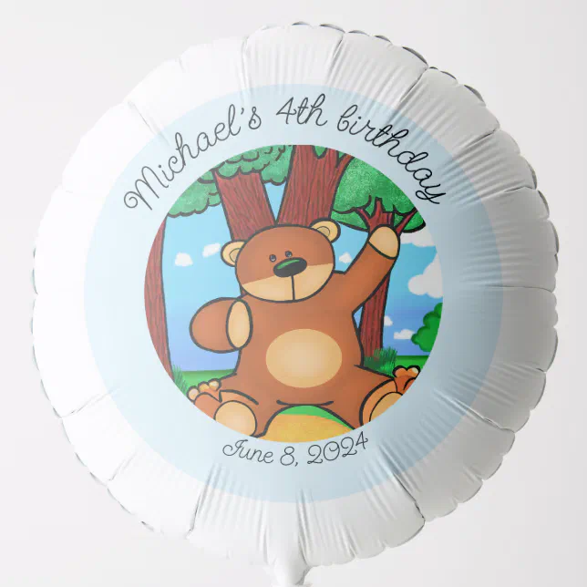 Bear in grassland birthday  balloon
