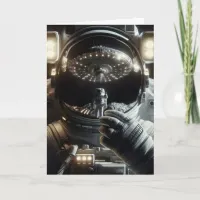 Astronaut with reflection of UFO | Birthday Card