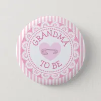 Grandma to Be Pink Heart Baby Shower Button