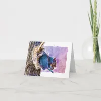 Cute Squirrel Purple Watercolor Any Occasion Blank Note Card