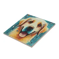 Happy Golden Retriever Ceramic Tile