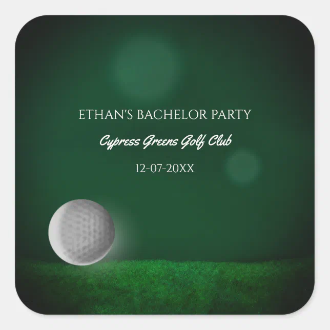 Golf bachelor party - golfing trip - green golf square sticker