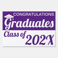 12" x 18" Purple and White Congrats Graduates Yard Sign