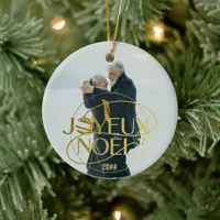 Joyeux Noel French Christmas Two Photos Family Ceramic Ornament