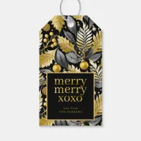 Black Gold Christmas Merry Pattern#22 ID1009 Gift Tags