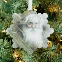 Frosted vintage Santa Claus Ornament Card