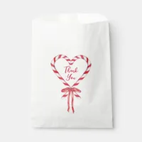 Chic Modern Candy Cane and Bow Christmas Thank You Favor Bag