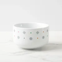 Christmas snowflakes and dots pattern soup mug