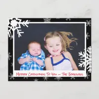 Christmas black Snowflakes Family Photo Card