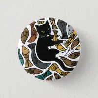 Cats and fish badge button