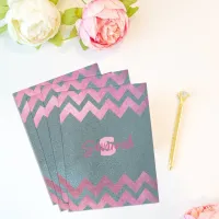 Modern Stylish Chic Pink And Gray Chevron Pocket Folder