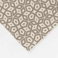 Taupe Abstract Geometric Mosaic Patterned Fleece Blanket