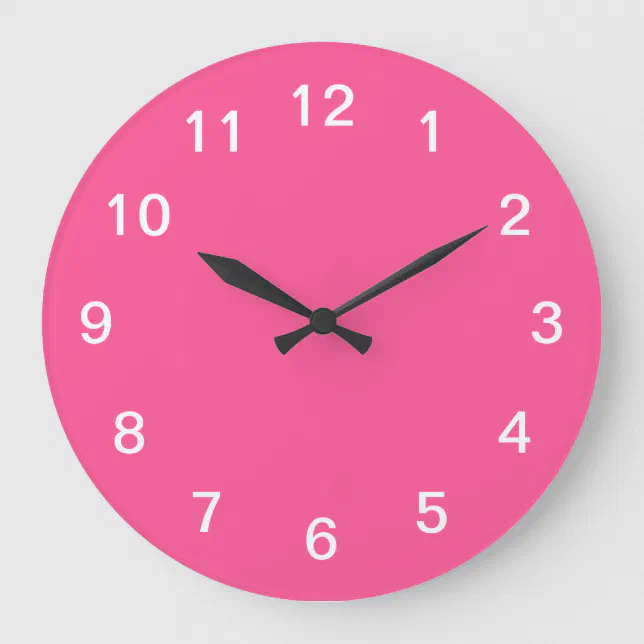 Stylish Minimalist Hot Pink Wall Clock