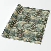 Snowflake Green Christmas Tree Wrapping Paper