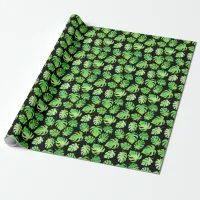 Tropical Green Watercolor Banana Leaves Pattern Wrapping Paper