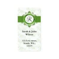 green monogram return address label