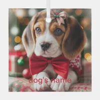 Beagle Christmas Glass Ornament