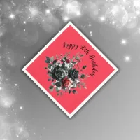 Happy 50th Birthday Red and Black Roses | Napkins