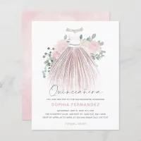 Budget Blush gold glitter Dress Quincea&#241;era Invite