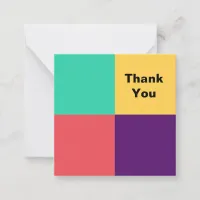 Modern Squares Abstract Color Block Thank You Note Card