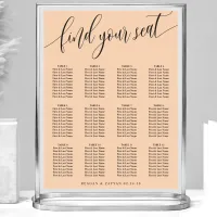 Soft Peach Simple Wedding Seating Chart