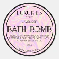 Chic Bold Modern Holographic Bath Bomb Spa Label