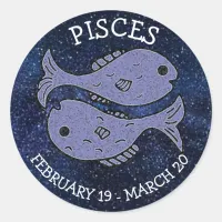 Pisces Horoscope Zodiac Astrological Sign Classic Round Sticker