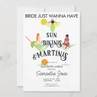 Bikinis & Martinis Tropical Pool Hen Bachelorette Invitation